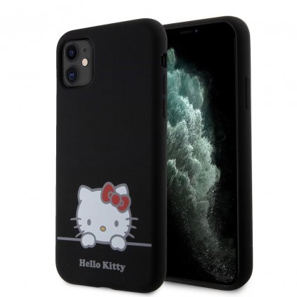Zadný kryt Hello Kitty Liquid Silicone Daydreaming Logo pre iPhone 11 Black