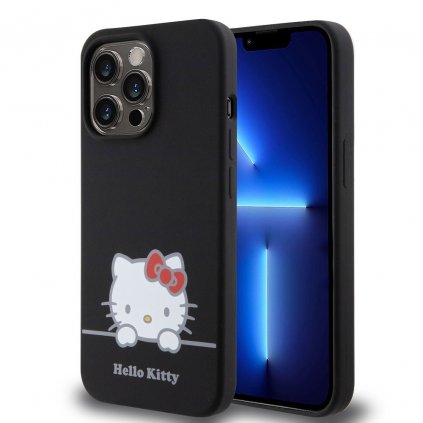 Zadný kryt Hello Kitty Liquid Silicone Daydreaming Logo pre iPhone 13 Pro Black