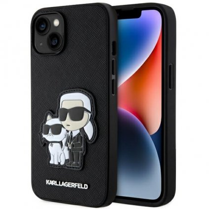 Zadný kryt  KARL LAGERFELD Saffiano Karl & Choupette KLHCP14SSANKCPK pre Iphone 14 Black