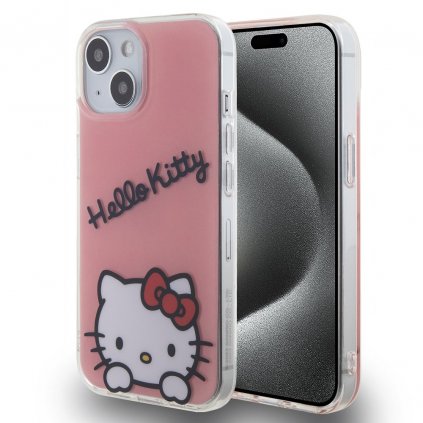 Zadný kryt Hello Kitty IML Daydreaming Logo pre iPhone 15 Pink