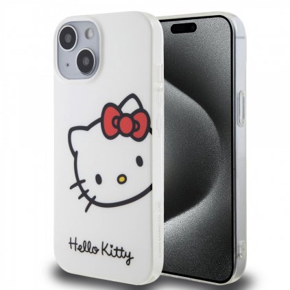 Zadný kryt Hello Kitty IML Head Logo pre iPhone 15 White