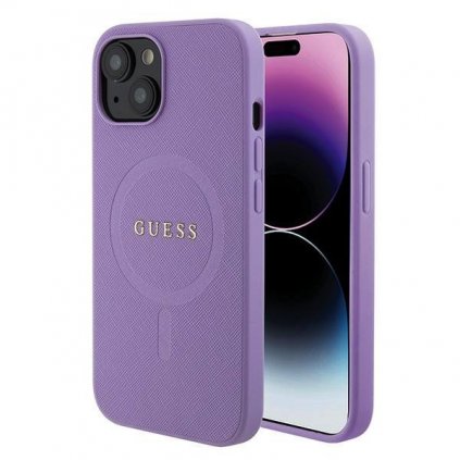 Zadný kryt Guess PU Saffiano MagSafe pre iPhone 15 Plus Purple