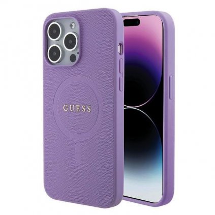 Zadný kryt Guess PU Saffiano MagSafe pre iPhone 15 Pro Purple