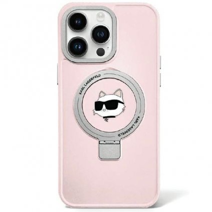Zadný kryt KARL LAGERFELD Ring Stand Choupette Head MagSafe KLHMP15XHMRSCHP pre Iphone 15 Pro Max Pink