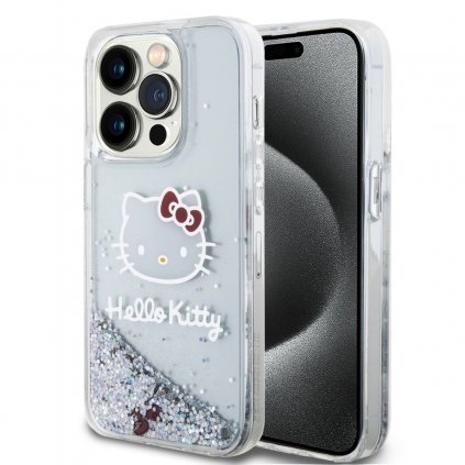 Zadný kryt Hello Kitty Liquid Glitter Electroplating Head Logo pre iPhone 13 Pro Transparent