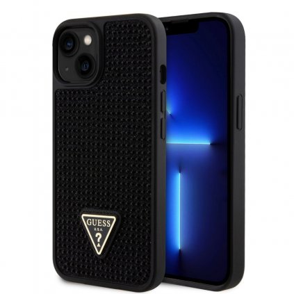 Zadný kryt Guess Rhinestones Triangle Metal Logo pre iPhone 13 Black