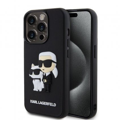 Zadný kryt Karl Lagerfeld 3D Rubber Karl and Choupette pre iPhone 13 Pro Black