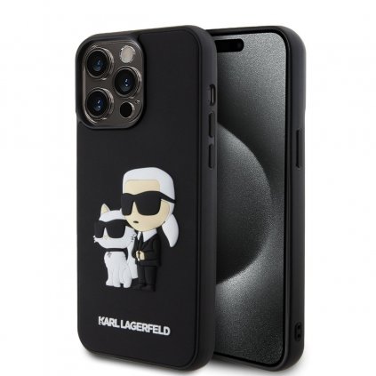 Zadný kryt Karl Lagerfeld 3D Rubber Karl and Choupette pre iPhone 14 Pro Max Black