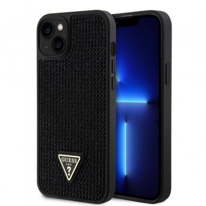 Zadný kryt Guess Rhinestones Triangle Metal Logo pre iPhone 15 Plus Black