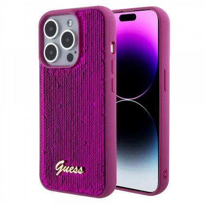 Zadný kryt Guess Sequin Script Logo pre iPhone 15 Pro Max Magenta