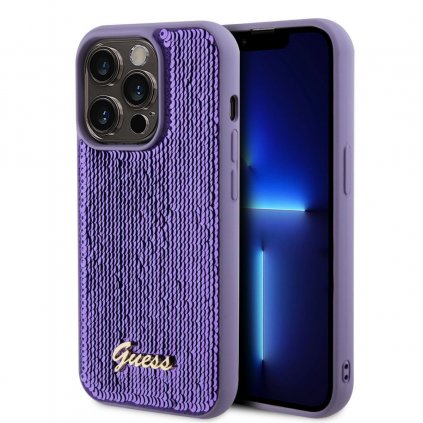 Zadný kryt Guess Sequin Script Logo pre iPhone 15 Pro Purple