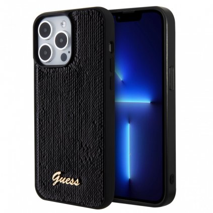 Zadný kryt Guess Sequin Script Logo pre iPhone 15 Pro Black