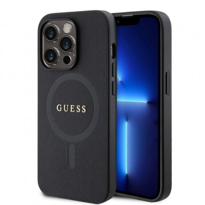 Zadný kryt Guess PU Saffiano MagSafe pre iPhone 15 Pro Black