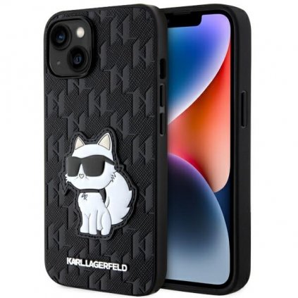 Zadný kryt  KARL LAGERFELD Saffiano Monogram Choupette KLHCP14SSAKHPCK pre Iphone 14 Black