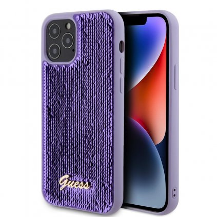 Zadný kryt Guess Sequin Script Logo pre iPhone 12 - 12 Pro Purple