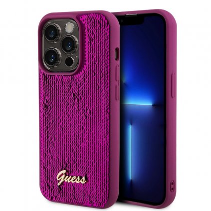 Zadný kryt Guess Sequin Script Logo pre iPhone 14 Pro Max Magenta