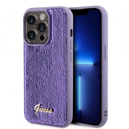 Zadný kryt Guess Sequin Script Logo pre iPhone 14 Pro Purple