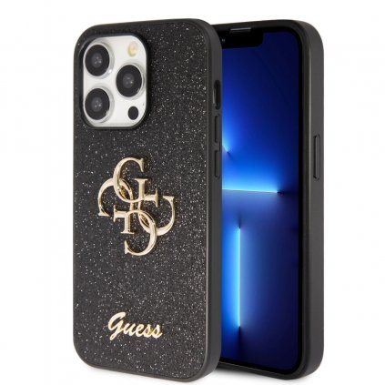 Zadný kryt Guess PU Fixed Glitter 4G Metal Logo pre iPhone 15 Pro Max Black