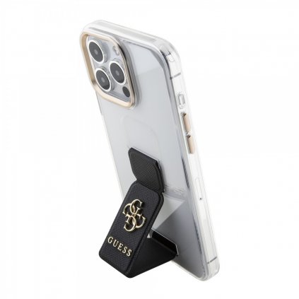 Zadný kryt Guess PU Grip Stand 4G Metal Logo pre iPhone 15 Pro Black