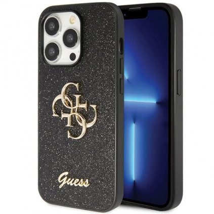 Zadný kryt  GUESS Glitter Script Big 4G GUHCP14LHG4SGK pre Iphone 14 Pro black