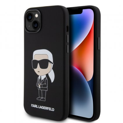 Zadný kryt Karl Lagerfeld Liquid Silicone Ikonik NFT pre iPhone 15 Plus Black