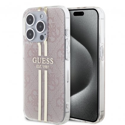 Zadný kryt Guess IML 4G Gold Stripe pre iPhone 15 Pro Max Pink