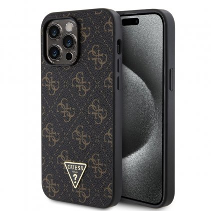 Zadný kryt Guess PU Leather 4G Triangle Metal Logo pre iPhone 14 Pro Max Black