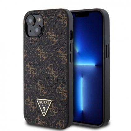 Zadný kryt Guess PU Leather 4G Triangle Metal Logo pre iPhone 13 Black