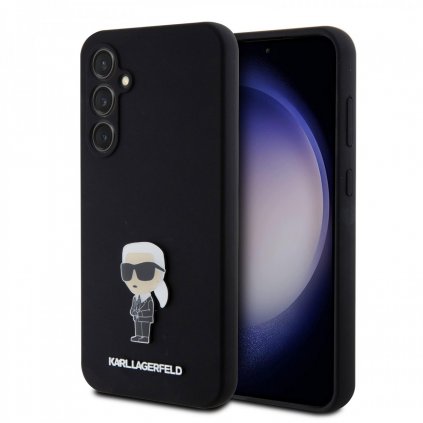 Zadný kryt Karl Lagerfeld Liquid Silicone Metal Ikonik pre Samsung Galaxy S23 FE Black