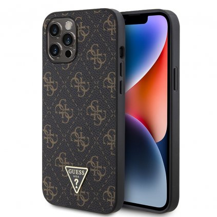 Zadný kryt Guess PU Leather 4G Triangle Metal Logo pre iPhone 12 Pro Max Black