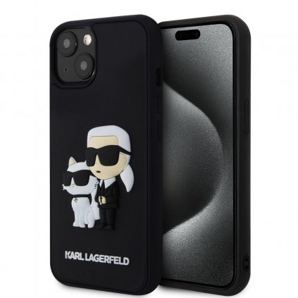 Zadný kryt Karl Lagerfeld 3D Rubber Karl and Choupette pre iPhone 15 Plus Black