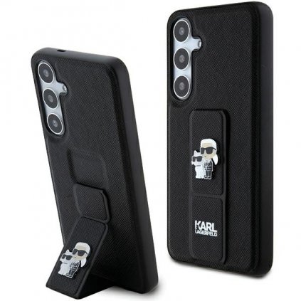Zadný kryt  KARL LAGERFELD hardcase Gripstand Saffiano Karl&Choupette Pins KLHCS24SGSAKCPK pre Samsung Galaxy S24 black