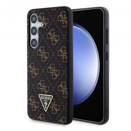 Zadný kryt Guess PU Leather 4G Triangle Metal Logo pre Samsung Galaxy S24+ Black