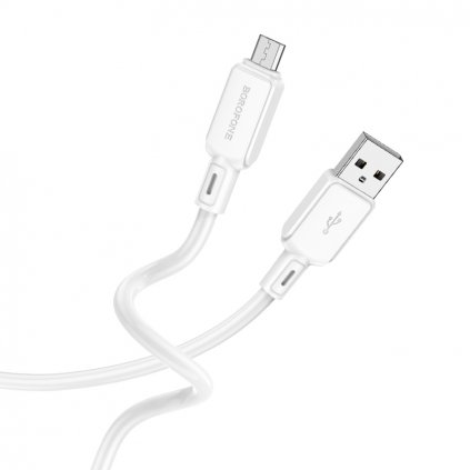 Dátový kábel Borofone BX94 Crystal color - USB na Micro USB - 2,4A 1 meter biely