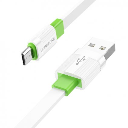 Dátový kábel Borofone BX89 Union - USB na Micro USB - 2,4A 1 meter bielo-zelený