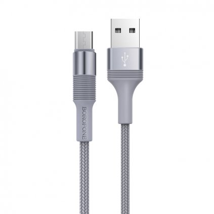 Dátový kábel Borofone BX21 Outstanding - USB na Micro USB - 2,4A 1 meter sivý