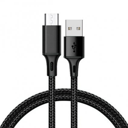 Dátový kábel TYP 2 - USB na Micro USB - kovové zástrčky QC 3.0 1 meter čierny