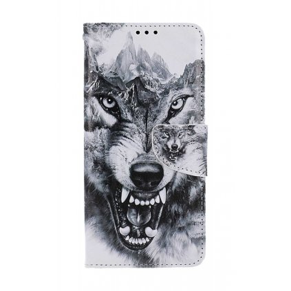 Flipové puzdro TopQ pre Samsung A14 Čiernobiely vlk