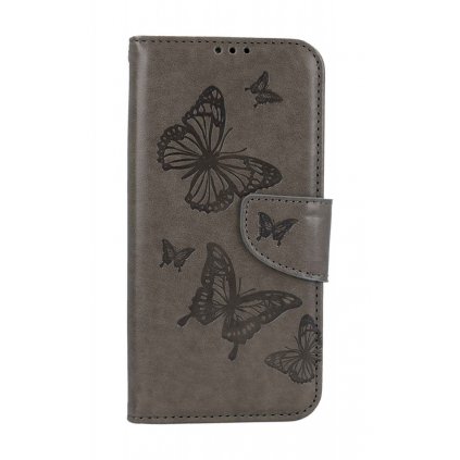 Flipové puzdro TopQ pre Samsung A34 Butterfly sivé