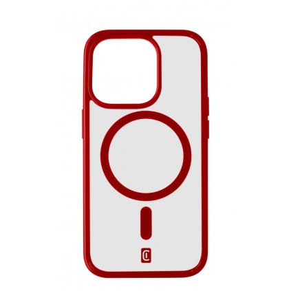 Zadný kryt Cellularline Pop Mag s podporou Magsafe pre Apple iPhone 15 Pro, číry / červený