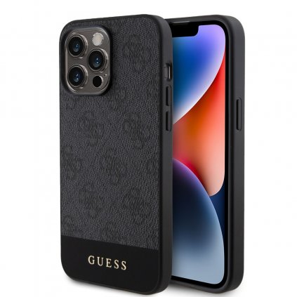 Zadný kryt Guess PU 4G Stripe MagSafe pre iPhone 15 Pro Max Black