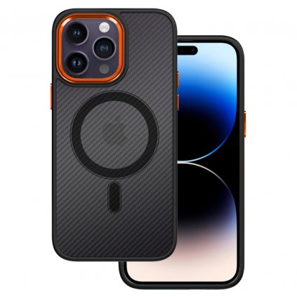 Tel Protect Magnetic Carbon Case pre Iphone 13 Black-orange