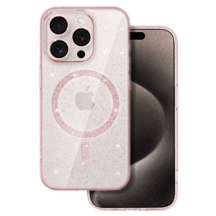 Trblietavé puzdro Magsafe pre Iphone 13 Pro Max ružové priehľadné