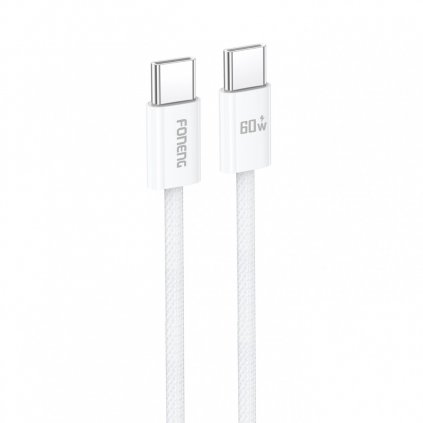 Dátový kábel Foneng X110 - typ C na typ C - PD 60W 3A 1,2 metra biely