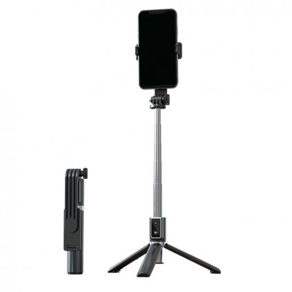 Bluetooth tripod mini selfie tyč P40S so statívom čierna