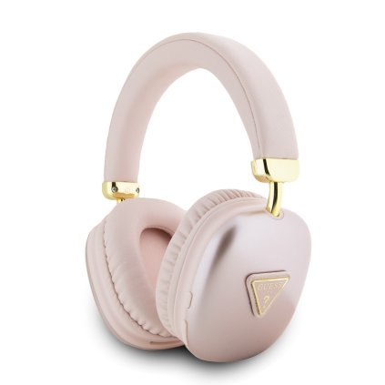 Slúchadlá Guess PU kožené 4G Triangle Logo Bluetooth stereo ružové