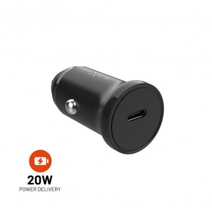 Nabíjačka do auta FIXED s výstupom USB-C a podporou PD 20 W čierna