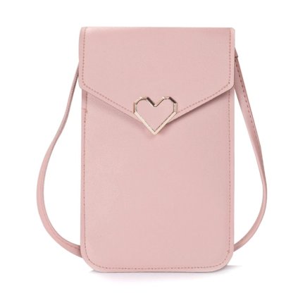 Kabelka na mobil Heart s popruhom púdrová