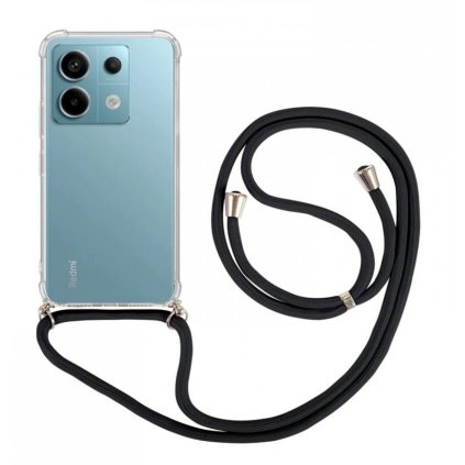 Zadný kryt pre Xiaomi Redmi Note 13 Pro 5G s čiernou šnúrkou priehľadný