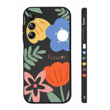 Zadný kryt Design na Samsung A34 Maľované kvety čierny